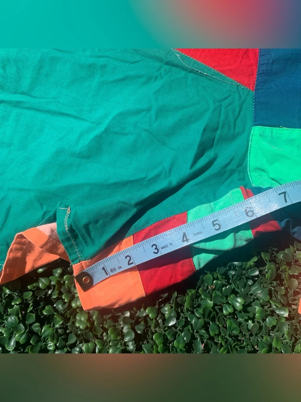 Vintage vibrant colorblock cotton swim trunks - needs elastic repair